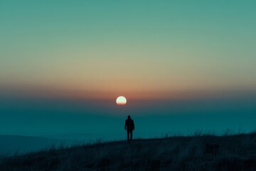 A mysterious silhouette embarks on an emotional journey, symbolizing the pursuit of life&rsquo;s goals, the unknown path of destiny, and the beginning of self-discovery. This evocative visual captures mixed