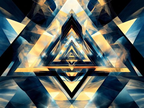 Classic Blue Abstract trianglify Generative Art background illustration  - ai
