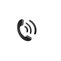 old telephone black icon with white background close up 