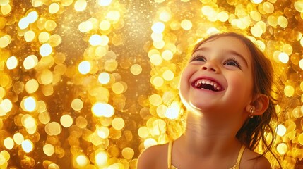 Fototapeta premium Luxurious golden glitter curtain celebration for weddings birthdays and new year's eve in a joyful environment