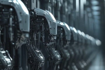 Automated High-Tech Production Devices in Modern Factory Workshop