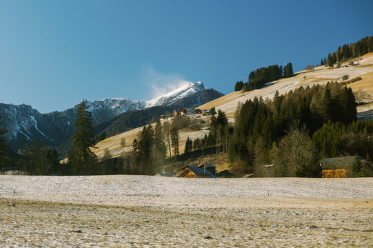 Alpine landscape in the early winter period