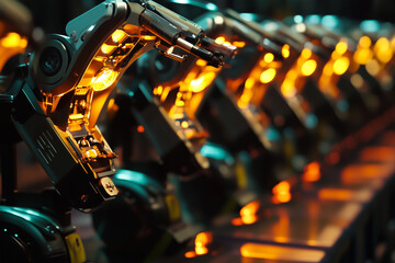 Automated High-Tech Production Devices in Modern Factory Workshop