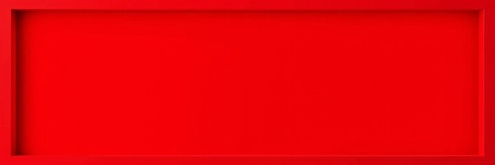 An empty frame centered on a vibrant red background, perfect for showcasing artwork or text, clean, frame, display