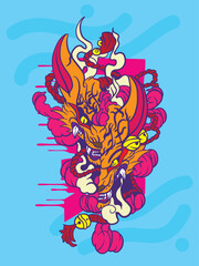 yokai is mean japanese ghost with japan style character