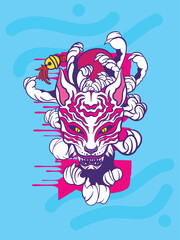 kitsube is mean japanese ghost with japan style character