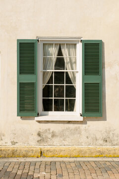 Old Window with Wooden Shutters St Augustine, Florida