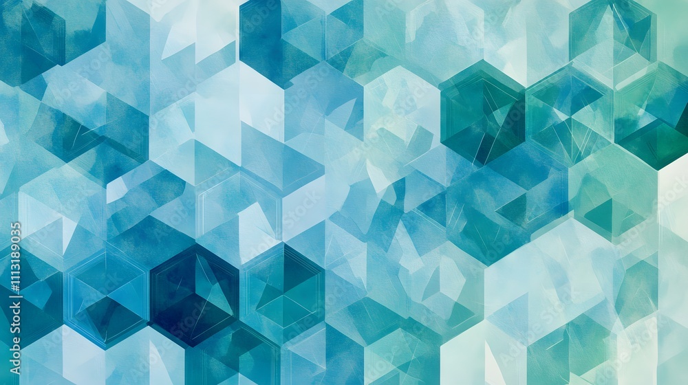 Poster abstract blue hexagonal geometric pattern background