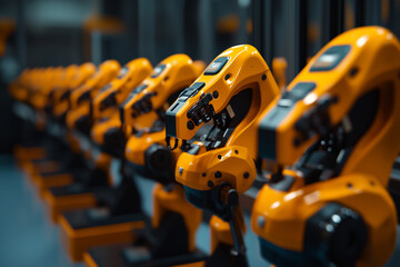 Fototapeta premium Automated Mechanical Arms in Modern Factory Workshop