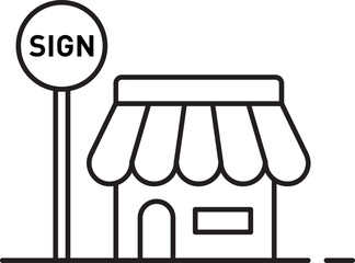 Cute Outline Stores Icon Illustration Vector