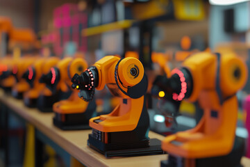 Fototapeta premium Industrial Precision: High-Tech Robotic Arms in Action