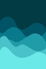 Blue wave vector illustration flat design background poster beach ocean design