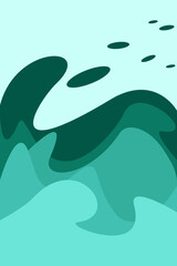 Blue wave vector illustration flat design background poster beach ocean design
