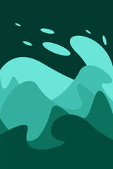 Blue wave vector illustration flat design background poster beach ocean design