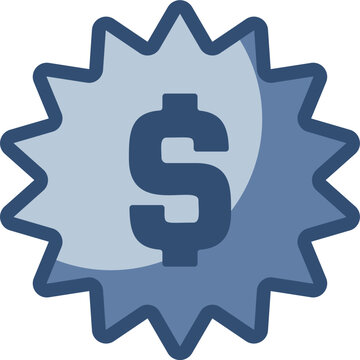 recommend clip art: dollar badge icon, transparent background. replaceable blue color design