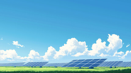 Fototapeta premium Solar Panels on a Green Lawn
