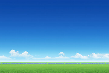 Obraz premium Solar Panels Against Blue Sky and White Clouds Background