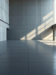 Obraz premium Horizontal lines on cement floor with subtle shadows, modern architecture, interior design, contemporary style, urban background