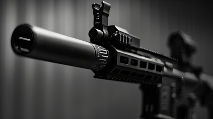 Close-up of a Suppressed AR-15 Style Rifle with Rail System