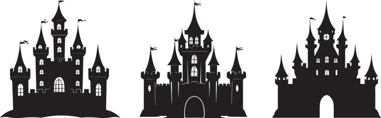 Silhouette of an ancient haunted castle, vector silhouette