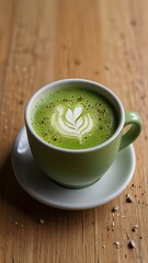 Frothy Matcha Latte in Minimalist White Cup