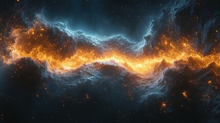 Fototapeta premium Fiery Cosmic River Flows Through Dark Nebula