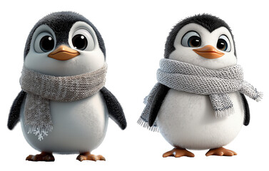 Fototapeta premium Adorable Penguins with Winter Scarves, Sublimation PNG Designs