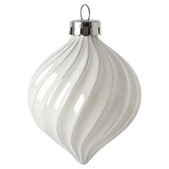 Realistic White tear drop-shaped Christmas ornament for mockups, isolated on transparent background