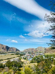 landscape with mountains and blue sky