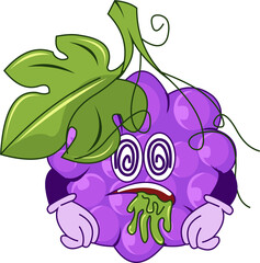 Illustration of Grapes with Various Expressions