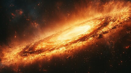 Fiery Spiral Galaxy Cosmic Dust and Stars