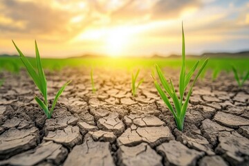 Drought Affects Cracked Soil in Arid Landscape