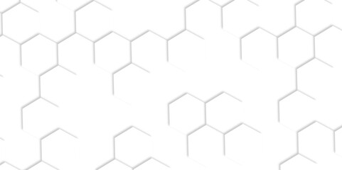 Abstract pattern with hexagonal white and gray technology line paper background. Hexagonal 3d vector grid tile and mosaic structure simple style hexagonal graphic concept. Futuristic surface design.	
