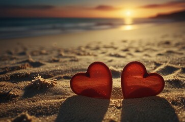 Fototapeta premium heart on the beach