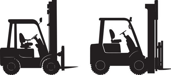 Silhouette of a Industrial forklift lifting, vector silhouette