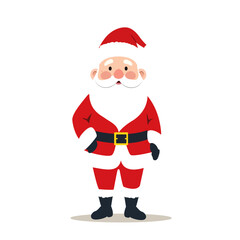Jolly Cartoon Santa Claus with Red Hat and White Beard Illustration