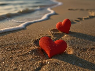 Fototapeta premium heart on the beach