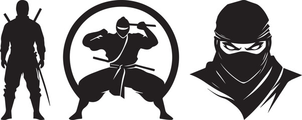 Silhouette of a Ninja warrior, vector silhouette
