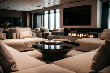 living room with a fireplace