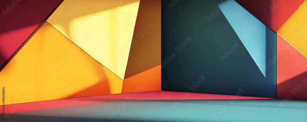 Poster colorful abstract background creating geometric shapes with light and shadow