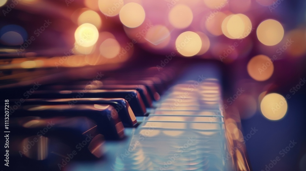 Poster blurred outlines of instruments create a mesmerizing melody.