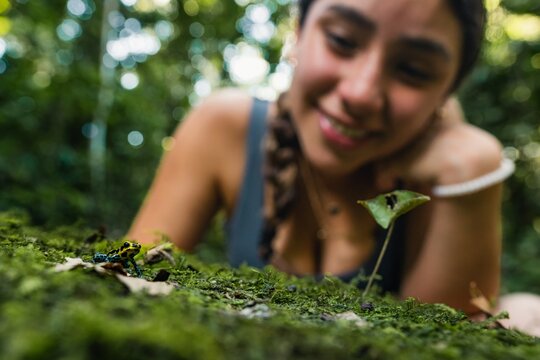 Traveler doing ecotourism in the jungle