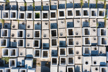 Precast Concrete Manhole Chambers Aerial View Construction Stora