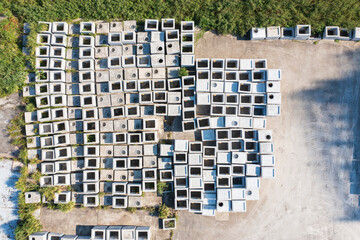 Aerial View of Prefabricated Concrete Inspection Wells