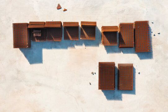 Aerial Steel Reinforcement Mesh Grid Construction Materials Stor