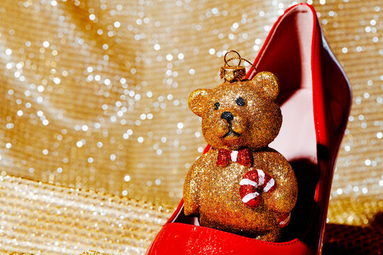 christmas ornament in the shape of a teddy bear