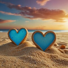 Fototapeta premium heart on the sand