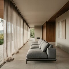 Fototapeta premium modern living room with fireplace