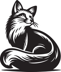 Obraz premium A curious fox tilting its head silhouette vector