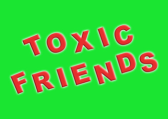 A vector illustration with a green background illustrating the concept of toxic friends. 